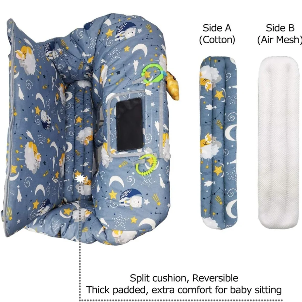 Padded Cover For Shopping Carts Or Highchairs By ICOPUCA In Blue Fox Sky Pattern - Picture 6 of 7
